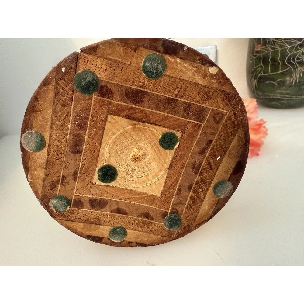 Hand Crafted Inlaid Lathe Turned Wood Vase or Candle Holder Hand Made 7.5